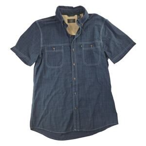 G.H. Bass | Blue, Short Sleeve, Crosshatch, Button Down Shirt | Size Medium